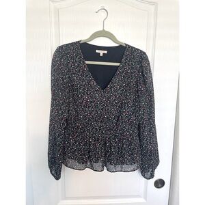 Skies are blue floral peplum top